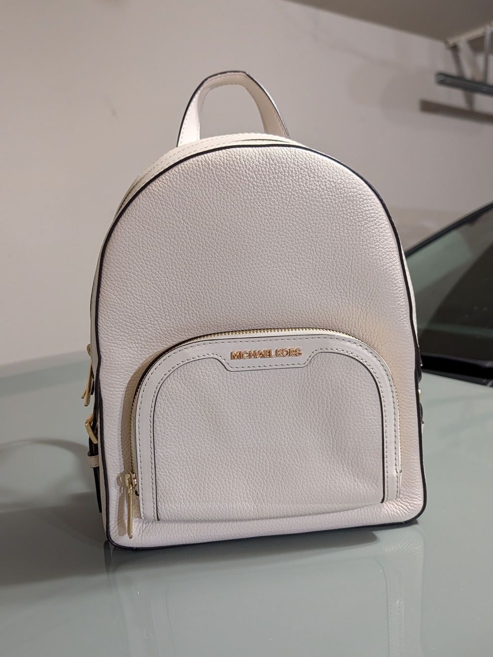 MICHAEL KORS White Pebbled Leather Mini Backpack
